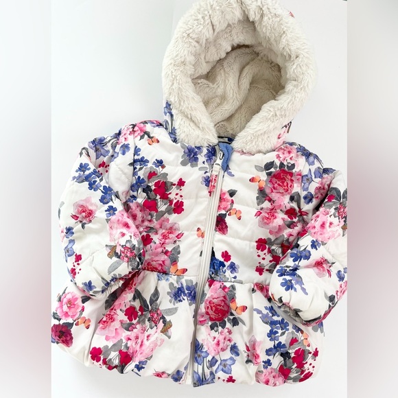 Floral Puffer Jacket with Hood - Picture 1 of 2